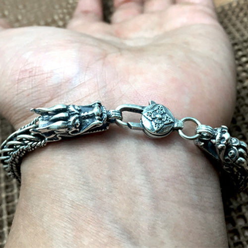 Real Solid 925 Sterling Silver Bracelet Chain Link Animals Dragon Punk Jewelry 7.7" 8.5"