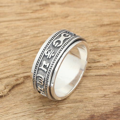Real Solid 925 Sterling Silver Ring Rotation Scriptures Lection Luck Jewelry Size 7 8 9 10 11 12