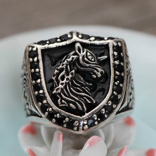 Real 925 Sterling Silver Ring Unicorn Obsidian Men's Size 8 9 10 11