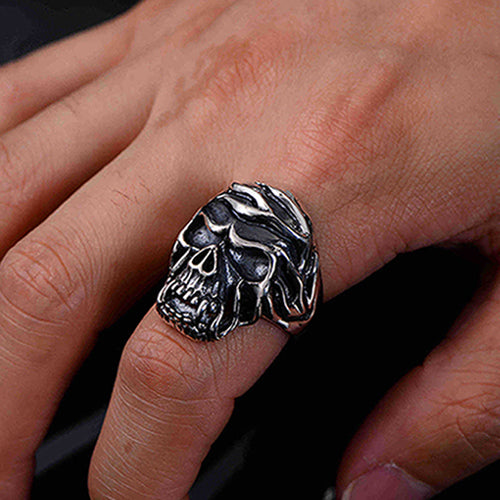 Real Solid 925 Sterling Silver Ring Skeletons Skulls Punk Jewelry Size 8 9 10 11