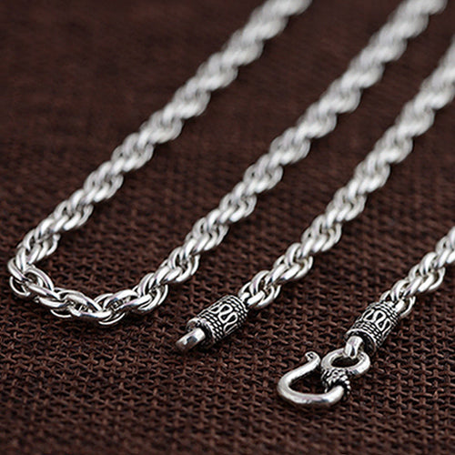 Genuine Solid 925 Sterling Silver Double O Loop Chain Men's Necklace18"-32"