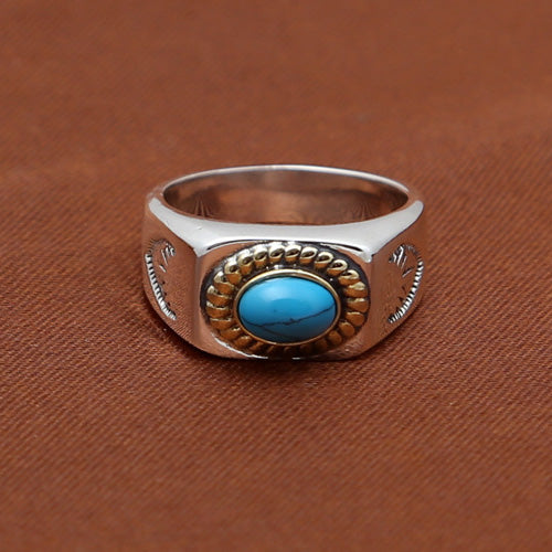 Real Solid 925 Sterling Silver Ring Turquoise Punk Jewelry Size 8 9 10
