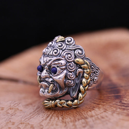 Real Solid 925 Sterling Silver Ring Devil Gothic Jewelry Open Size 8-12