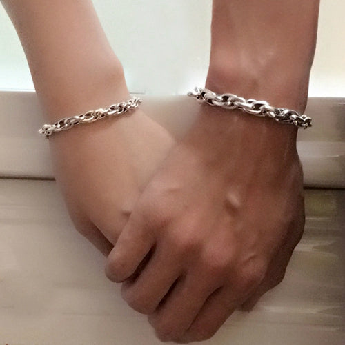 Real Solid 925 Sterling Silver Bracelet Braided Long Round Link Chain Jewelry
