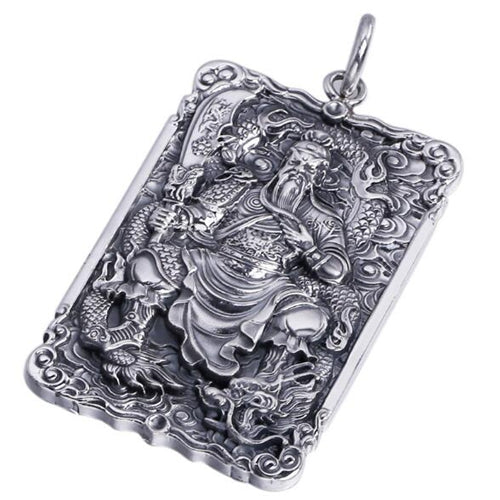 Real 999 Pure Silver Pendant Guan Yu Characte Jewelry