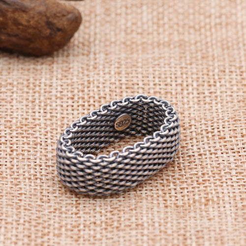 Real Solid 925 Sterling Silver Ring Braided Twist Hemp Vines Punk Jewelry Size 8 9 10 11