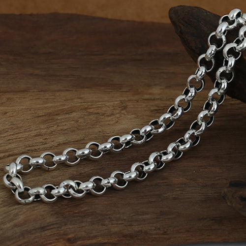 8mm Genuine Solid 925 Sterling Silver O Links Chain Men Heavy Necklace 20"-24"