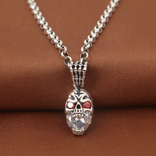 Solid 925 Sterling Silver Pendant Skull Hip Hop Hippie Jewelry
