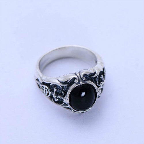 Real 925 Sterling Silver Ring Black Agate Vintage Men's Size 7 8 9 10 11
