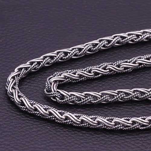 Huge Heavy Real 925 Sterling Silver Braided Chain Men Necklace 20"-26"
