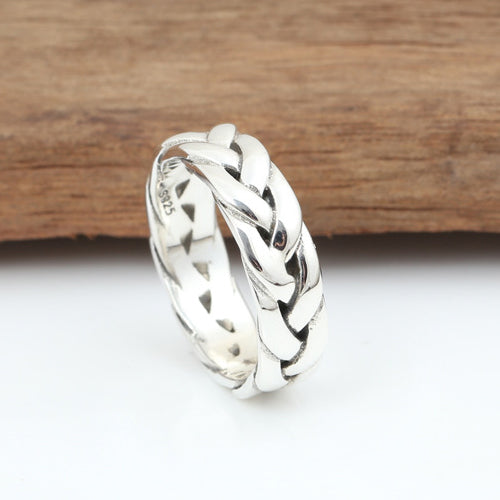 Real Solid 925 Sterling Silver Ring Braided Twisted Fashion Jewelry Size 6 7 8 9 10 11
