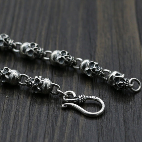 Genuine Solid 925 Sterling Silver Skull Chain Polish Men's Necklace18"-32"