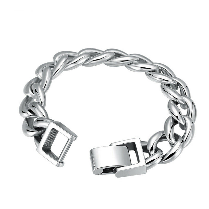 Real Solid 925 Sterling Silver Bracelet Cuban Link Chain Huge Heavy Simple Punk Jewelry 7.9"