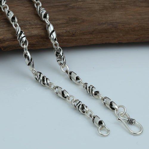 Genuine Solid 925 Sterling Silver Sheet Knot Chain Men's Necklace18"-24"