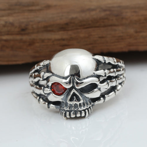 Real Solid 925 Sterling Silver Ring Skulls Claws Cubic Zirconia Hip Hop Jewelry Size 8 9 10
