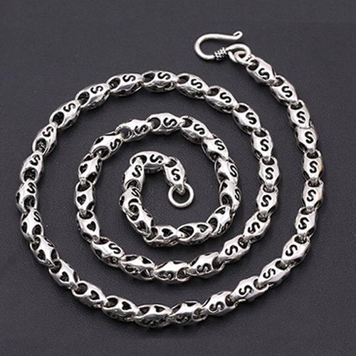 Real Solid 925 Sterling Silver Hollow Heart Knot Chain Men Necklace18"-26"