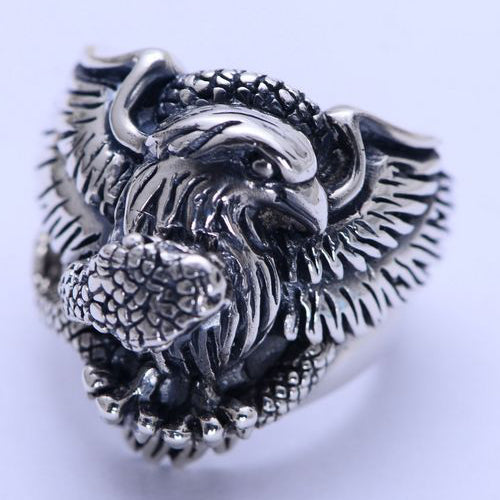 Huge Heavy Real Solid 925 Sterling Silver Ring Animals Eagle Snake Punk Gothic Jewelry Size 8 9 10 11