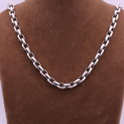 Genuine 925 Sterling Silver Angle Loop Chain Men Heavy Necklace 8mm 20"-26"