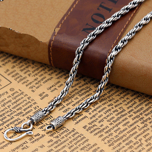 Genuine Solid 925 Sterling Silver Braided Chain Men's Necklace 18"-24"