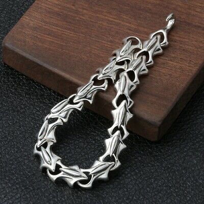 Real Solid 925 Sterling Silver Bracelet Bangle Link Creative Personality Fashion Jewelry 7.9''