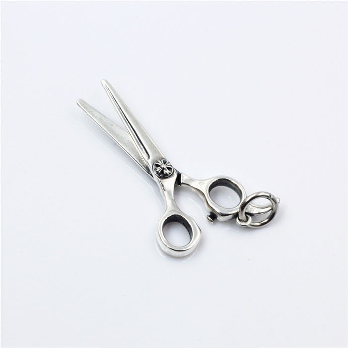 Men's Women's Real Solid 925 Sterling Silver Pendants Scissors Flower Fashion