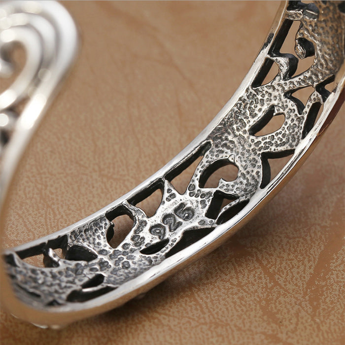 Real Solid 925 Sterling Silver Cuff Bracelet Bangle Cross Pierced Punk Jewelry