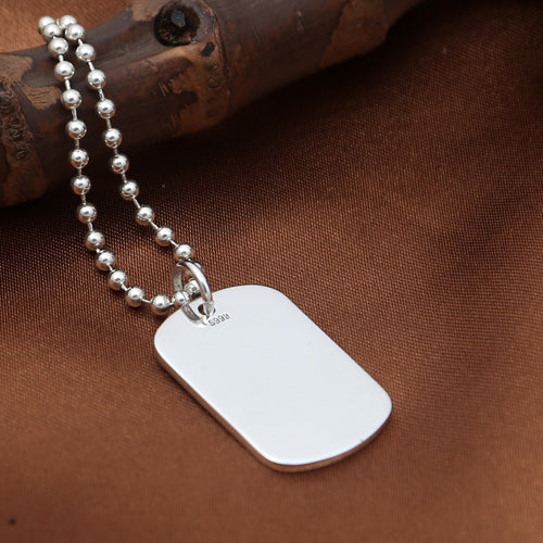 999 Sterling Silver Pendant Dog Tag ID Engraveable Jewelry