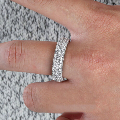 Real Solid 925 Sterling Silver Rings Diamond Multilayer Beauty Fashion Jewelry 6-11