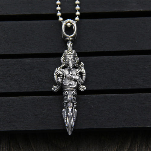 925 Sterling Silver Pendant  Vajra  Ganesha Religious Jewelry