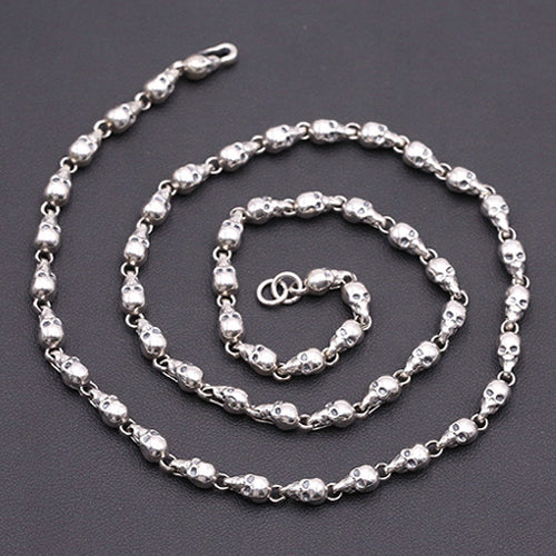 Real Solid 925 Sterling Thai Silver Necklace Chain Skull Men's 18"-32“