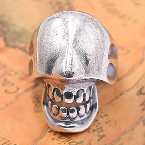 Huge Real Solid 925 Sterling Silver Ring Skeletons Skulls Punk Jewelry Open Size 7 8 9 10