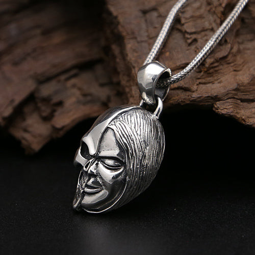 Solid 925 Sterling Silver Pendant Half Skull Face Gothic Goth