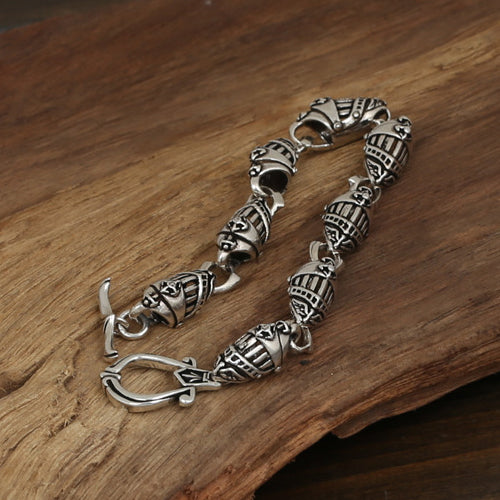 Men's Solid 925 Sterling Silver Bracelet Link Helmets Chain Jewelry 8.3"