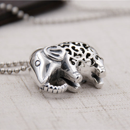 Real Solid 925 Sterling  Silver Pendant Elephant