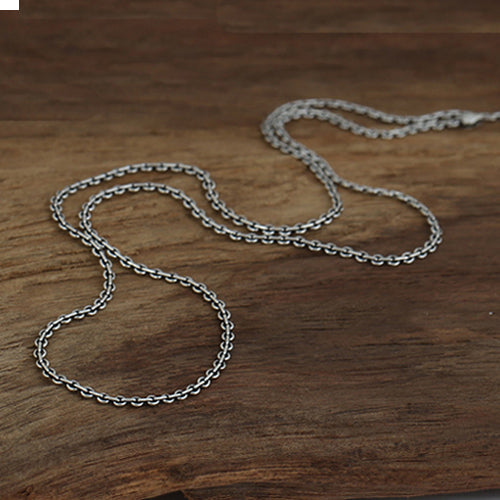 Real Solid 925 Sterling Silver Necklace Chain O Loop Men's 18"-24“