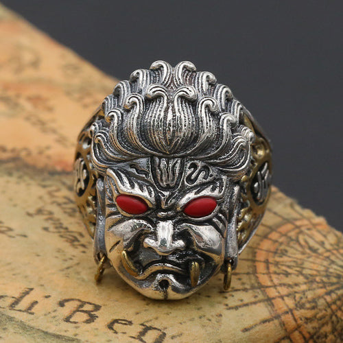 Real Solid 925 Sterling Silver Ring Buddha Goth Jewelry Open Size 9 10 11 12 13
