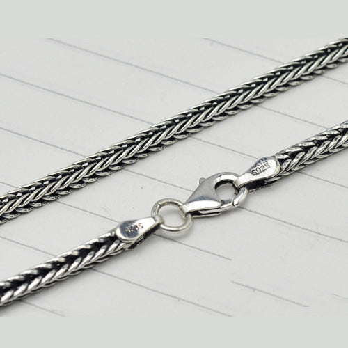 Genuine Solid 925 Sterling Silver Snake Bones Chain Men's Necklace18"-24“