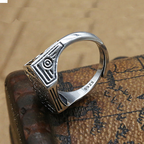 Real Solid 925 Sterling Silver Ring Taoist Religions Luck Jewelry Open Size 8-11