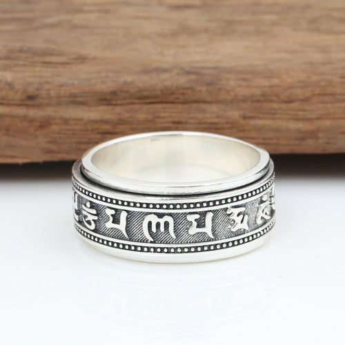 Real Solid 925 Sterling Silver Ring Rotation Scriptures Lection Luck Jewelry Size 7 8 9 10 11 12