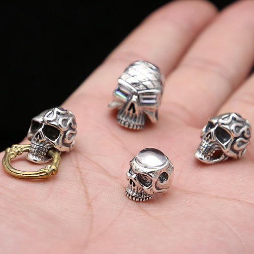Real Solid 925 Sterling Silver Pendant Skull Hip Hop Hippie