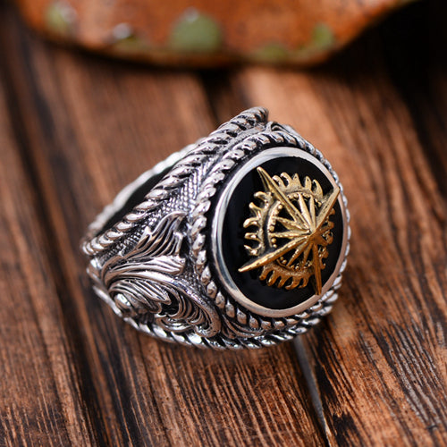 Real Solid 925 Sterling Silver Ring Sun Flower Punk Jewelry Size 8 9 10 11