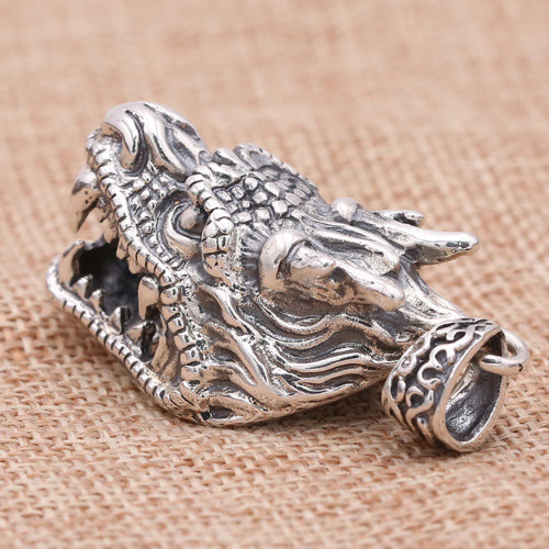 Solid 925 Sterling Silver Pendant Dragon Head Jewelry