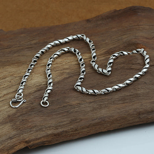 Genuine Solid 925 Sterling Silver S Twist Chain Men's Necklace 20"-26"