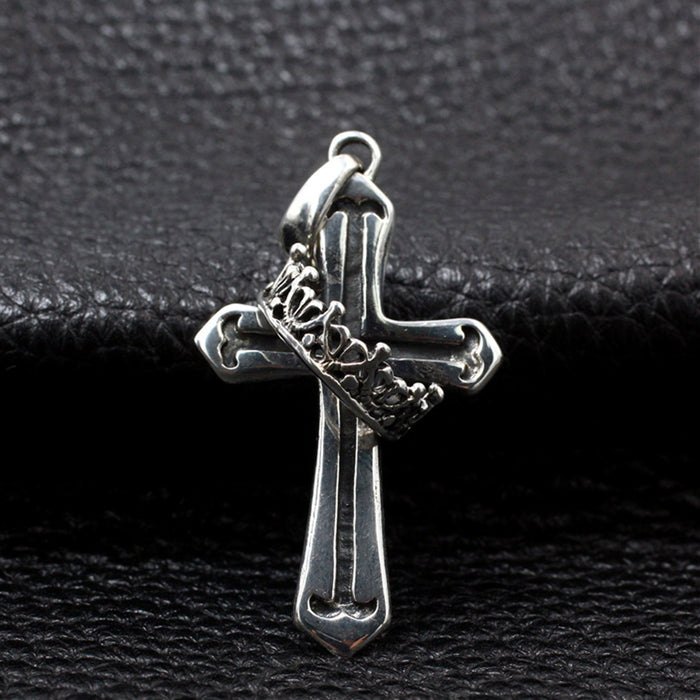 Men's Women's Real Solid 925 Sterling Silver Pendants Crown Cross Jewelry