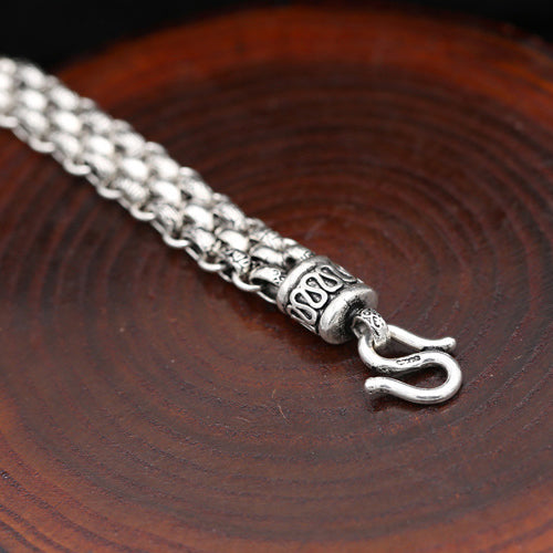 Men‘s Real 925 Sterling Silver Bracelet Link Chain Multiple Loop Fashion 7.7"