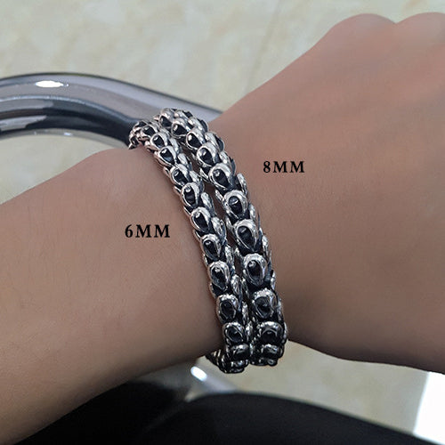 Real Solid 925 Sterling Silver Bracelet Link Chain Dragon Scale Thick Punk Jewelry 7.5" - 8.7"