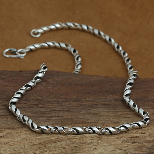 Genuine Solid 925 Sterling Silver S Twist Chain Men's Necklace 20"-26"