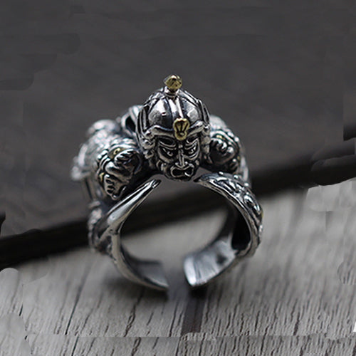 Real Solid 925 Sterling Silver Ring General Warrior Knight Gothic Jewelry Open Size 8 9 10 11
