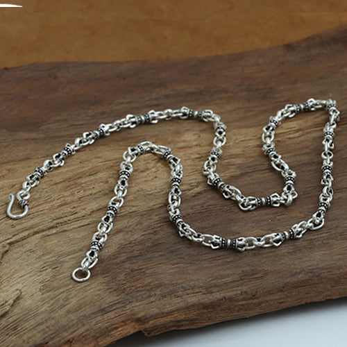 Genuine Solid 925 Sterling Silver Vajra Chain Men's Necklace 5mm 18"-32"