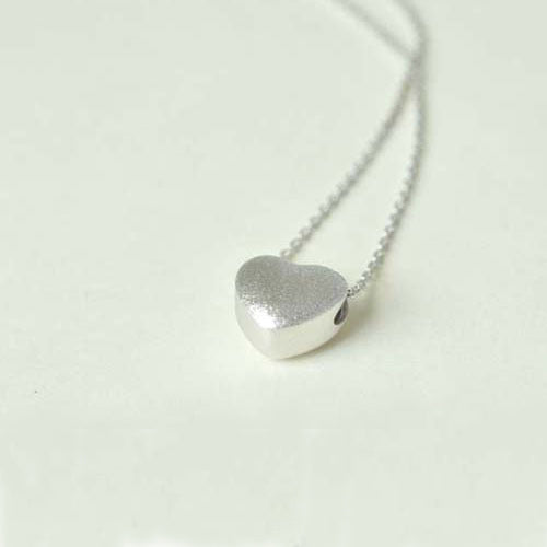 Women's Solid 925 Sterling Silver Pendant Necklace Brush Heart Jewelry Gift